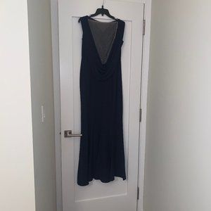 Tadashi Shoji full length navy evening gown